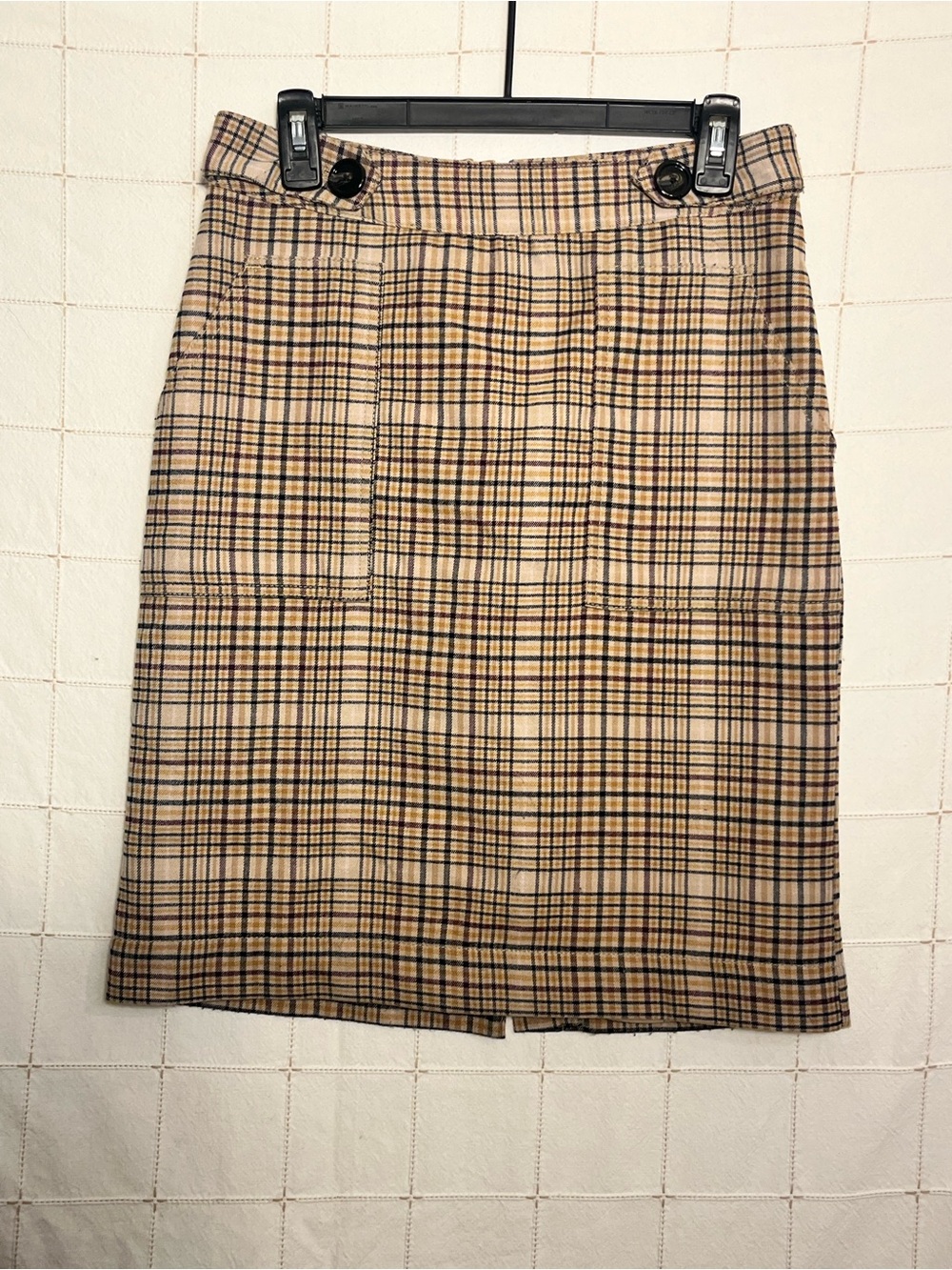 Merona Plaid Pencil Skirt in Tan and Black Checks